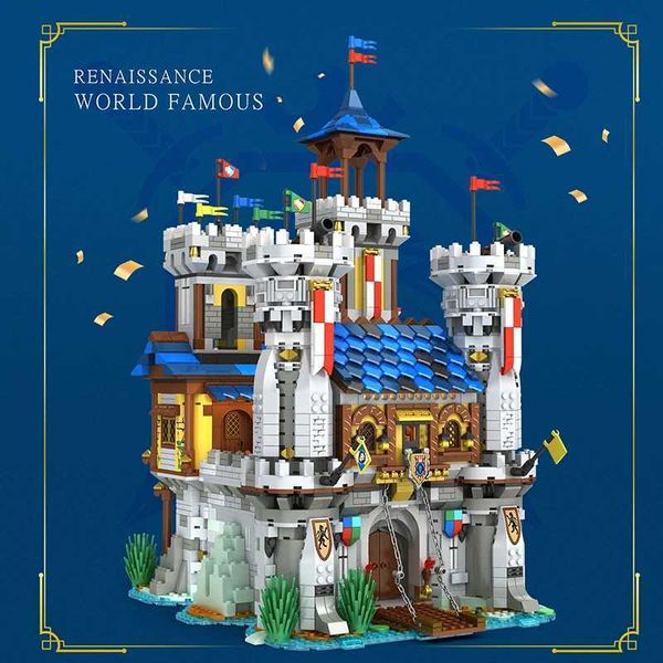 Bloco 2722pcs Castelo medieval Building Modelo estilo Cidade Vista para tijolos Toys Creative Desktop Decoration for Kids H241107 JD5A Y2501