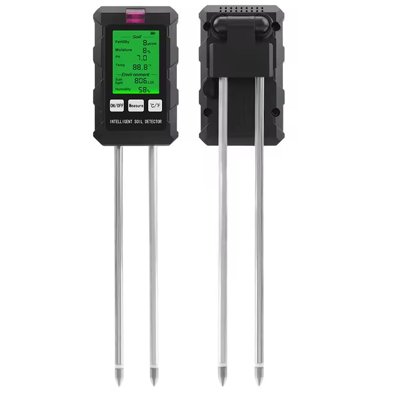 6 in 1 Soil Detector Soil Tester pH Temperature Humidity Sunlight Air Moisture Nutrient Fertility Meter Gardening Tool