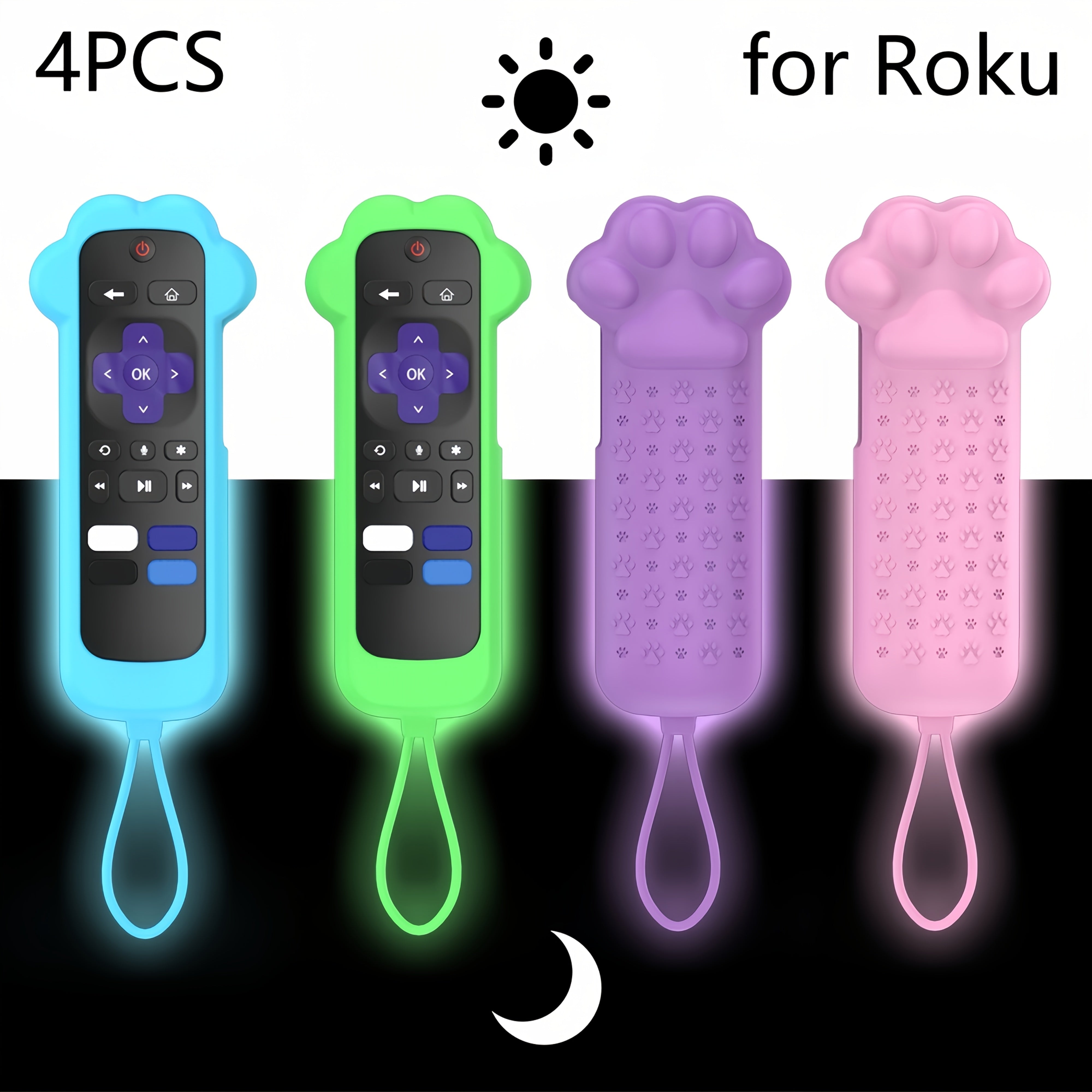 TEMU Cute Silicone Remote Control Case For Tv Remote- Players Remote- Voice Remote (without Headphone Jack), Glow In The Dark Remote Cover With