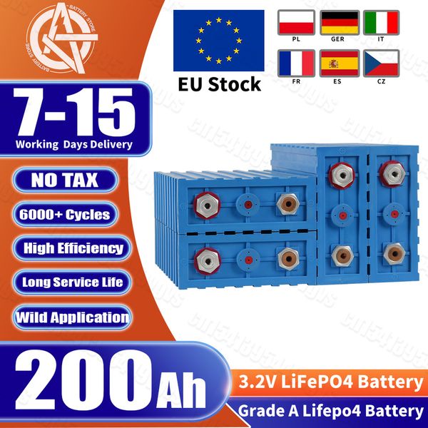 EU STOCK Grade A 200AH Lifepo4 Battery 3.2V 6000+ Cycles Rechargeable lithium-ion Batteris DIY 12V 24V 48V For Wheelchair No TAX