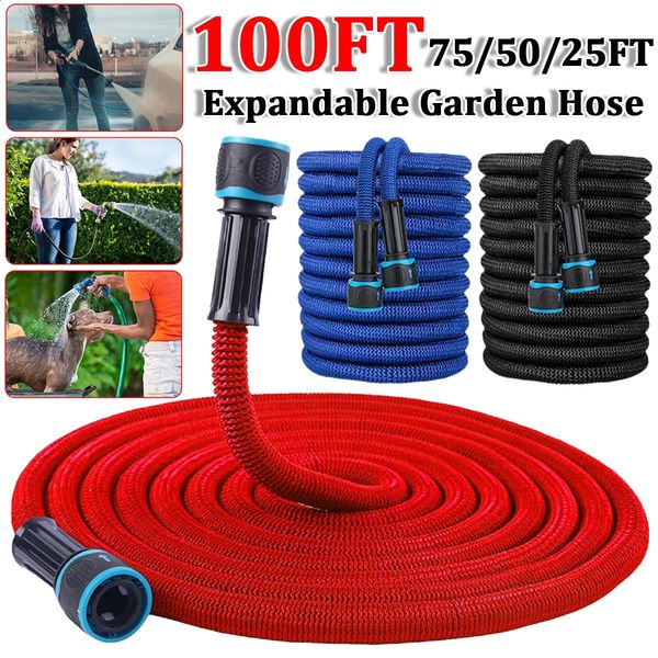 Magic water hose flexible expandable garden hose reel water hose car wash hose quick connector with 25 feet to 100 feet 240829
