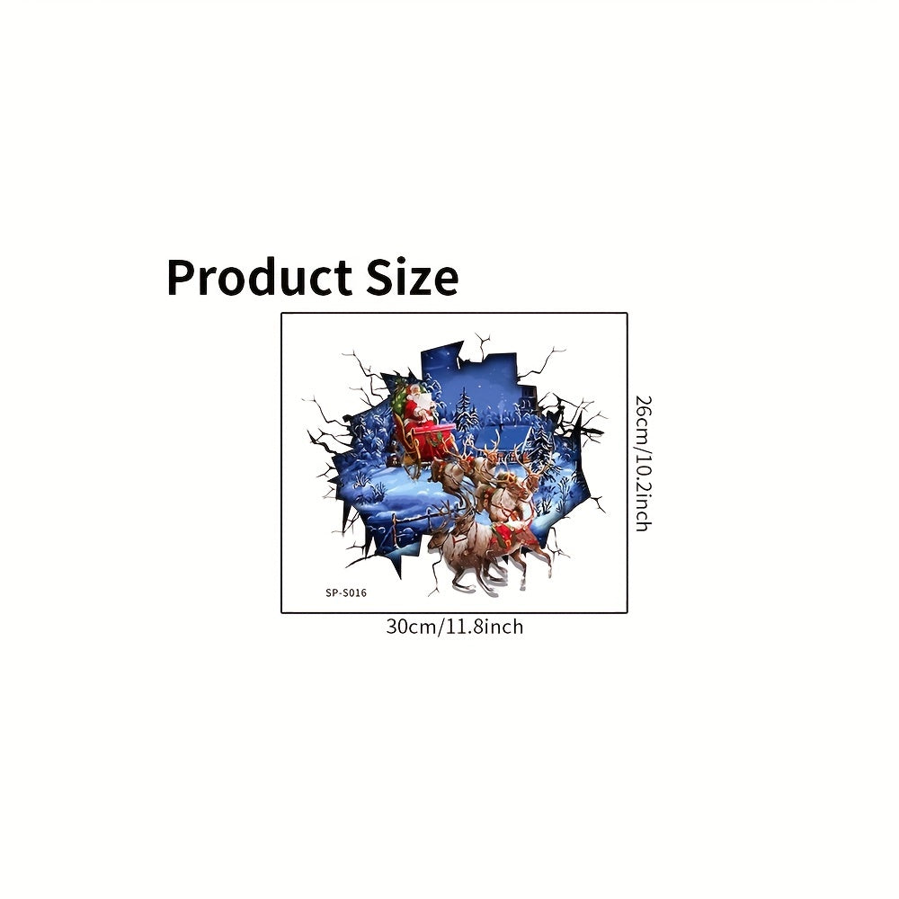 TEMU 1pc Festive Christmas Toilet Sticker - 3d Santa & Reindeer Design, Self-adhesive Plastic Decal For Toilet Lid, , Single Use, Ideal For Holiday