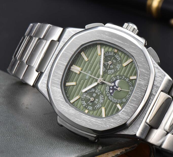 2023 New Fashion patekity 5740 Watches for Men All Dial Work Quartz PP Watch High Quality Luxury Brand Chronograph Clock stainless steel Belt Mens W