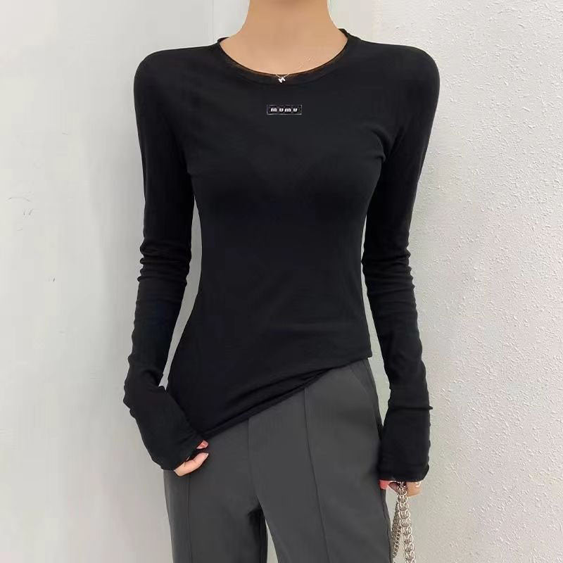 5aaa Womens Knits Tees Blouses Shirts Thin Tshirt Long Sleeves Slim Tops Designer Woman Tees Short Style T Shirt Blouse Women Tops S-XL