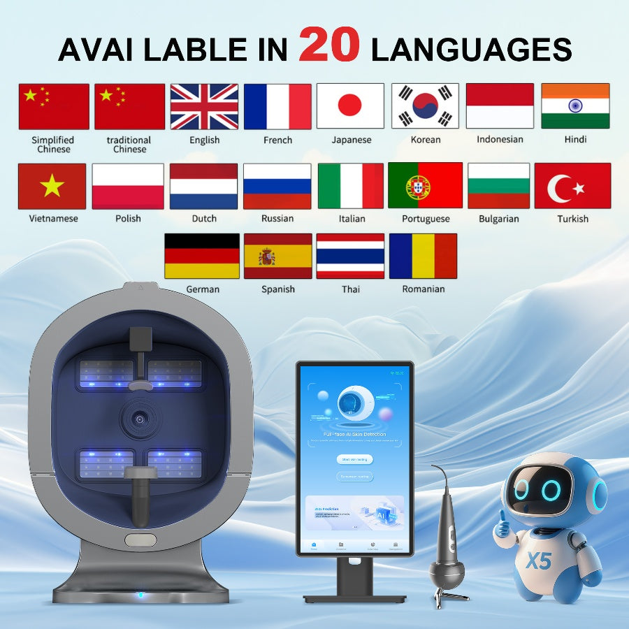 2025 Professional 3d Scanner Face Mirror Device Dermatoscope Skin Face Diagnostics Analysis Machine Facial Skin Analyzer Machine