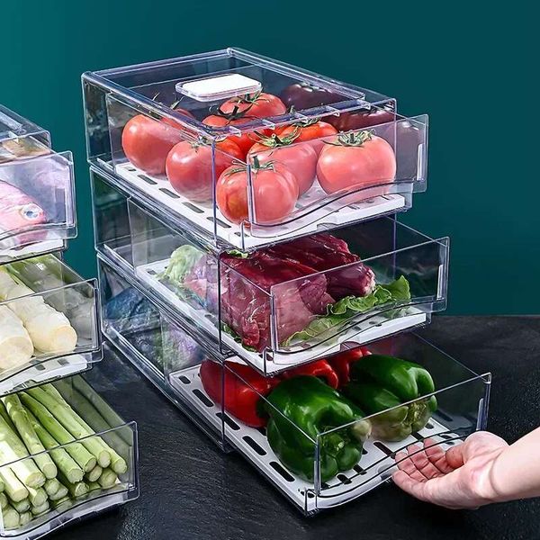 Kitchen refrigerator drawer-type fresh-keeping food-grade eggs and meat food frozen finishing storage box