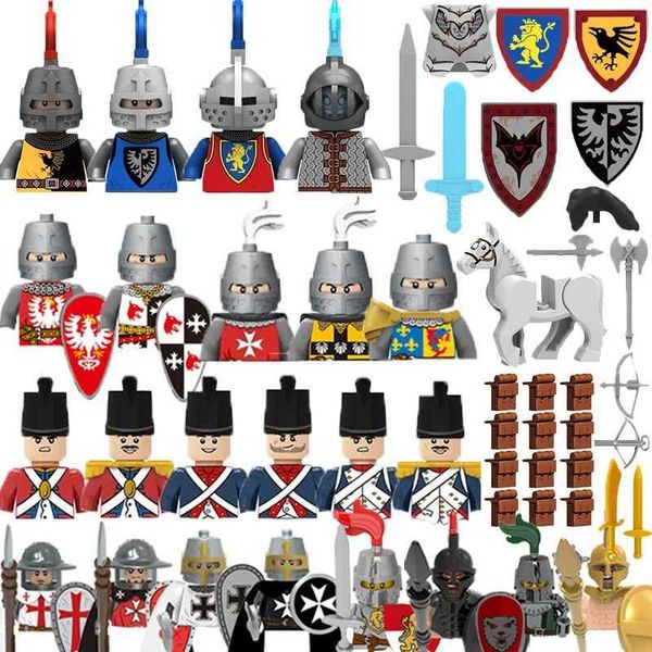 Military Building Blocks Medieval Figures Knights Castle Solider Gifts Toys Weapons Shields Helemts War-horse MOC EquipmentsC250212