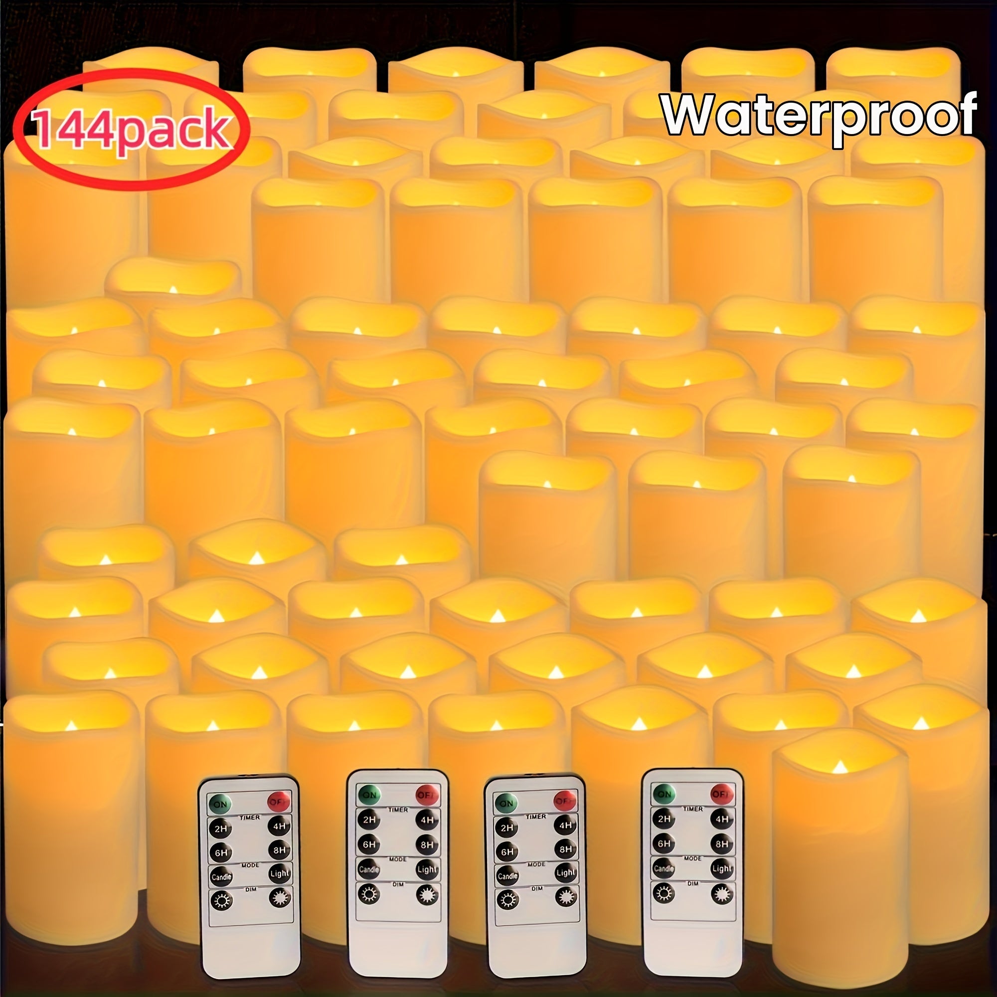 TEMU 72 Indoor Outdoor Flameless Candle Lights, Led Candles With 4 Remotes And Timers (height 4 "5" 6 "x 2). 2 Inch) For Halloween Wedding Holiday