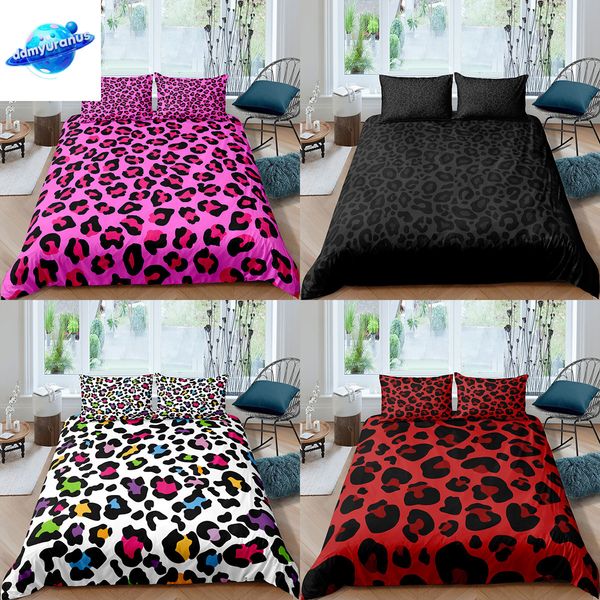 ddmyuranus Home Textiles Luxury 3D Pink Leopard Duvet Cover Pillowcase Kids Set AU-EU-UK-US Queen and King Size Bedding