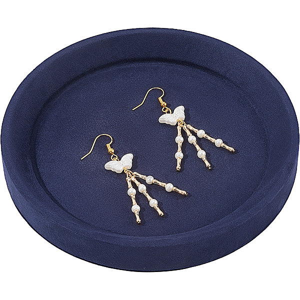 Massivholz mit Samt überzogene Schmucktabletts für Ohrringe