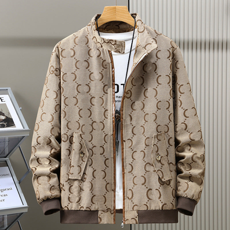 Men&#039;s Jackets Letter Jacquard Designer Coat Canvas Joker Stand Collar Coats High Street Jacket