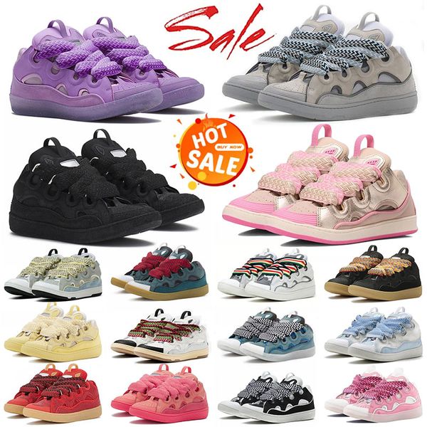 Top Brand Luxury Flats Curb Sneakers Calfskin Extraordinary Rubber Nappa Dress Shoes Tripler Black White Red Pink Men Women Trainers Platefo