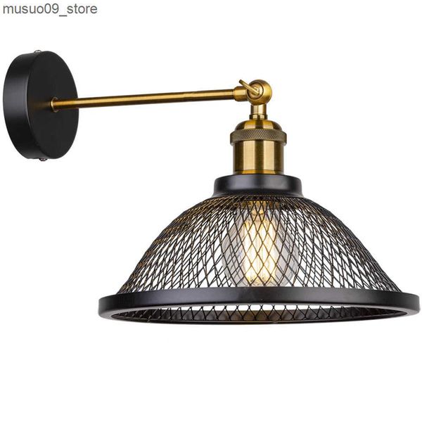 Other Home Decor Vintage Iron net Wall Lamp Modern Black metal cage Wall Lights Bedroom bedside lamp Hallway wall Retro lighting L240910