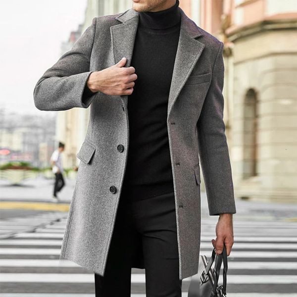 Men&#039;s Jackets Men British Overcoat Jacket Winter Elegant Long Coat Male Windbreaker Casual Business Man Warm Outerwear Streetwear 23121