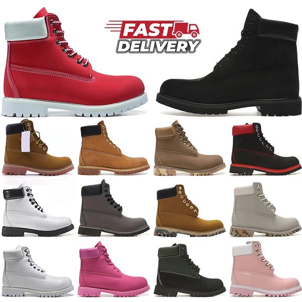 Fashion Top Quality Waterproof Leather Martin Winter Boots Luxury Cowboy Cowgirl Motorcycle Military Booties Classic Rhubarb Black White Des