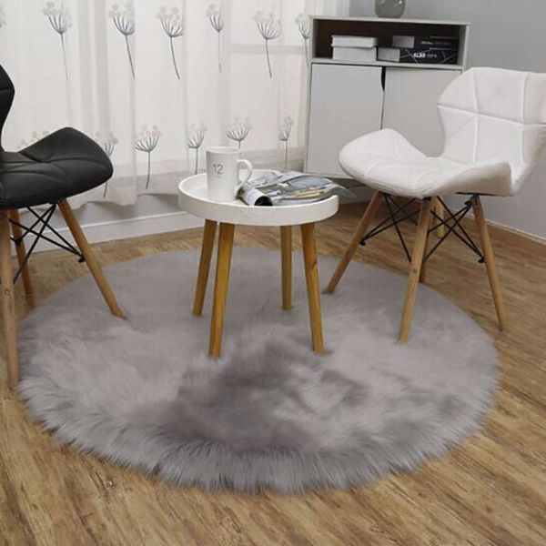 Hanging Basket Bedroom Long Plush Modern Minimalist Circular Computer Chair Carpet, Imitation Wool Floor Mat