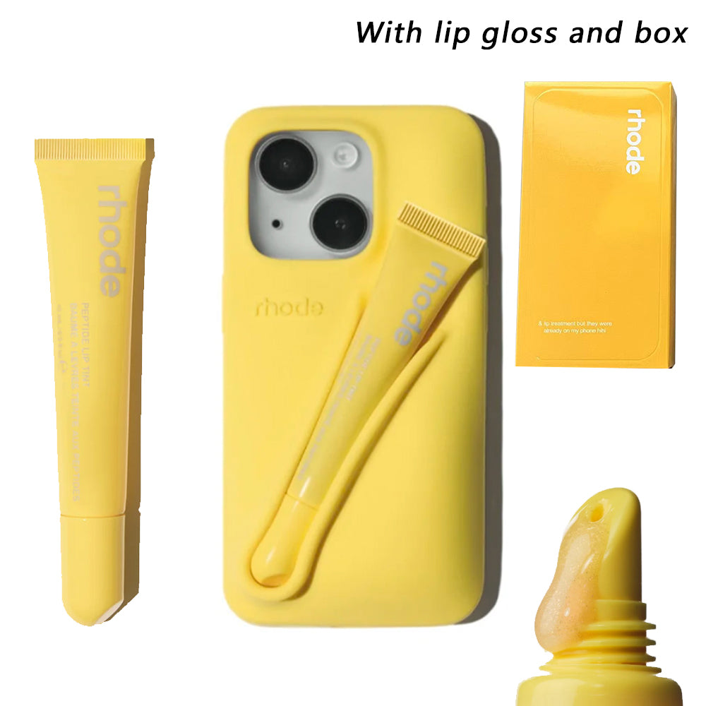 rhode phone case Lip gloss lipstick Minimalist Solid Color Rhode Soft Silicone Case For iPhone 17 16 15 14 PIus 11 13 12 Pro Max Can Be Installed Wi
