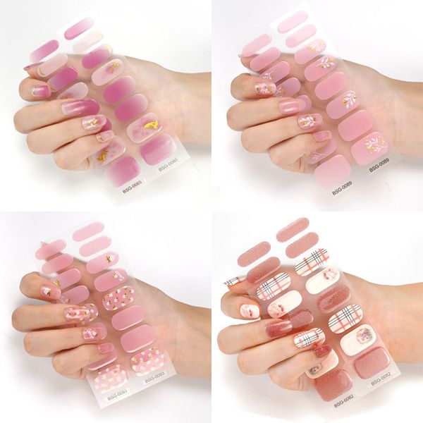 Semi-cured gel Nail Stickers Wholesale Supplise Nail Strips for Women Girls Full Beauty High Quality Stickers for Nails