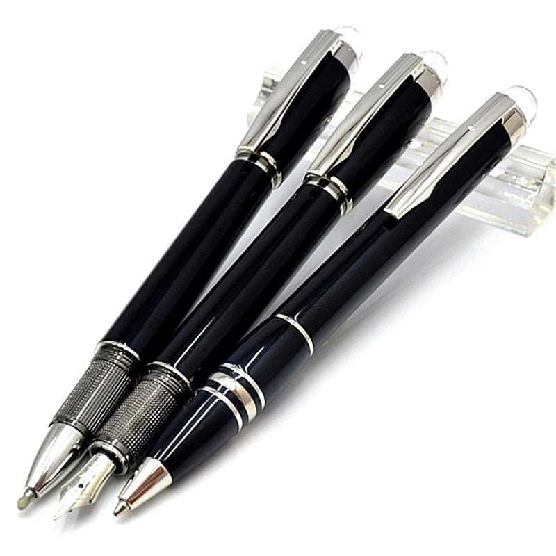 wholesale Luxury Monte Black Resin And Crystal Star Top Rollerball Pen Ballpoint Pen Office School Writing Ink Fountain Pens With Serial Number
