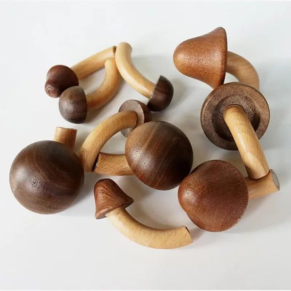 4pcs Wooden Mushroom Magnetic Sticker Self Adhesive Decorations For Kitchen Fridge Refrigerator Bathroom Walls Tiles Adornment 240806