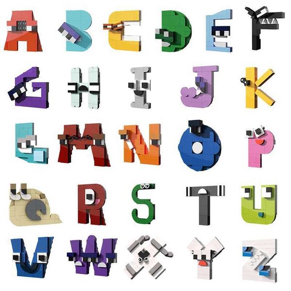 Model Building Kits MOC 26 Style English Alphabet Building Blocks Set Letters (A-Z) Lore Learning Education Bricks Toys For Children Birthda