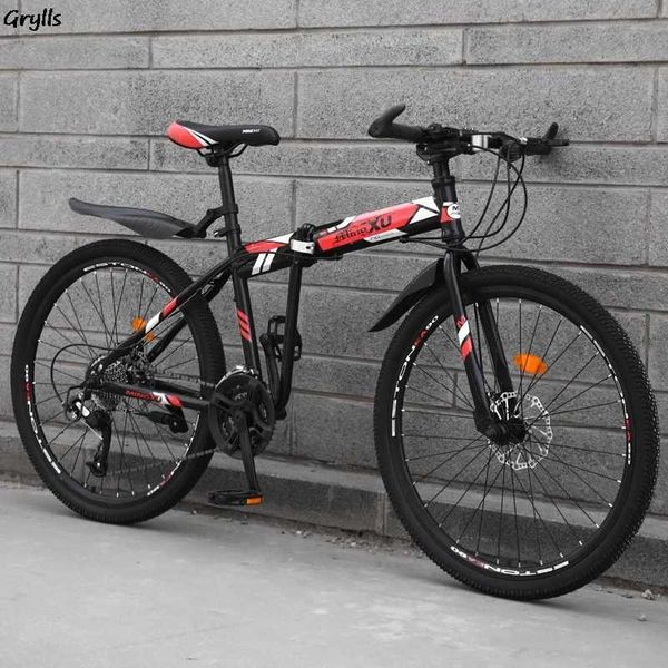 Bikes Grylls Folding Road Mountain Bike Dual Impact Absorption Variable Speed Light Mens and Womens Bicycle Wholesale Q241029