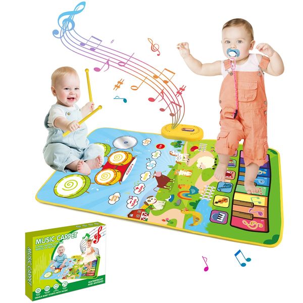 80x50cm childrens music performance mat piano keyboard drum toy dance crawling mat 6 instrument sound education toy 241019