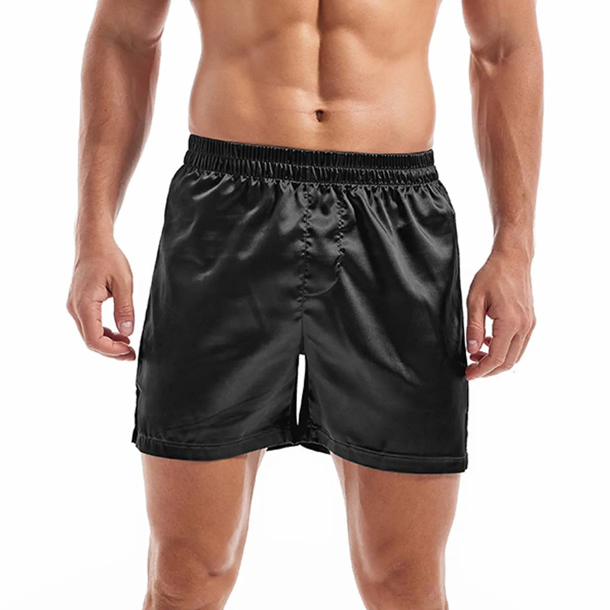 Mens Casual Underwear Sleep Shorts Satin Boxers Silk Smooth Pajama Man Solid Color Home Sleepwear Yoga Sports Underpants 241228