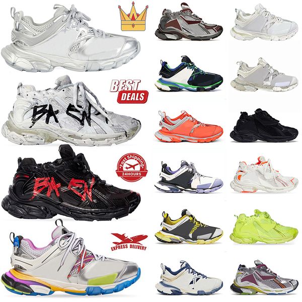 2025 faixa de moda 3 corredores de tênis 7.0 Designer Casual Shoes Plataforma Marca Runner 7.5 Branco preto rosa azul azul cinza Cinza couro