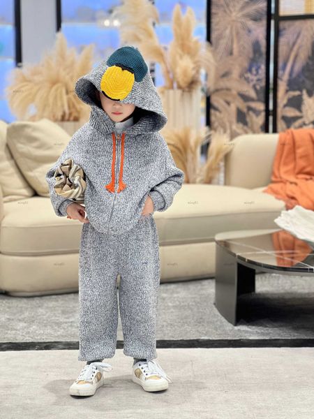 Brand baby tracksuits autumn Knitted Pullover set kids designer clothes Duck pattern jacquard hat sweater and knitted pants
