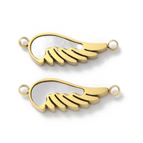 Placcatura ionica (ip) 304 acciaio inossidabile pavÃ© bianco conchiglia connettore charms