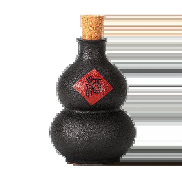 Ceramic Japanese style antique flagon sake small pot empty wine bottle liquor cup yellow rice wine jar distributor household 240913
