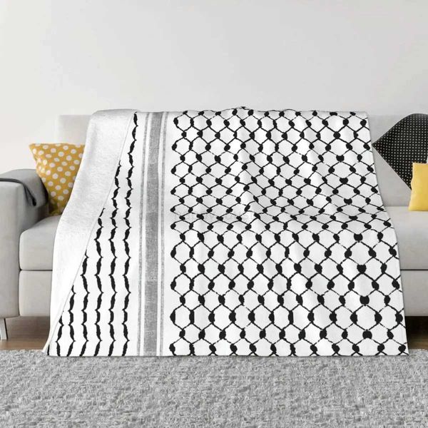 Palestinian Hatta Kufiya Folk Pattern Blankets Coral Fleece Plush Palestine Arabic Keffiyeh Throw Blanket for Bed Car Rug PieceCL240720