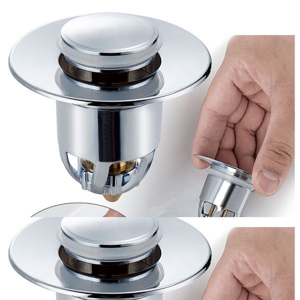Drains Press Bounce Basin Popup Drain Filter Bathroom Shower Sink Filter Plug Hair Extension Bath Plug Kitchen Hardware Accessories 230327