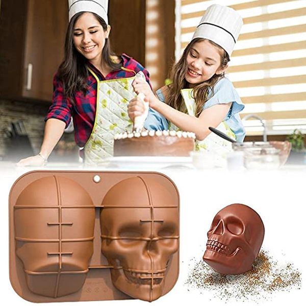Baking Moulds Large Realistic Silicone Skull Cake Mould DIY Baking Cake Mold for Halloween Gifts Kitchen Accessories Baking Decoration Tool