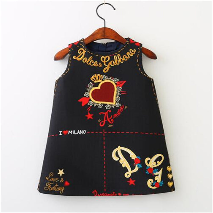 Kids Girl Dress Love Heart Letters Princess Sundress Fashion Toddler baby Sleeveless Dresses Children Clothing