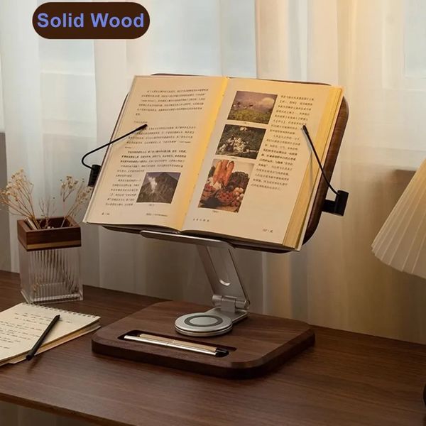 wholesale 360° Rotating Lifting Black Walnut Aluminum Alloy Reading Boohelf Notebook Stand Multifunction Adjustable Drawing Pad Holder 24032
