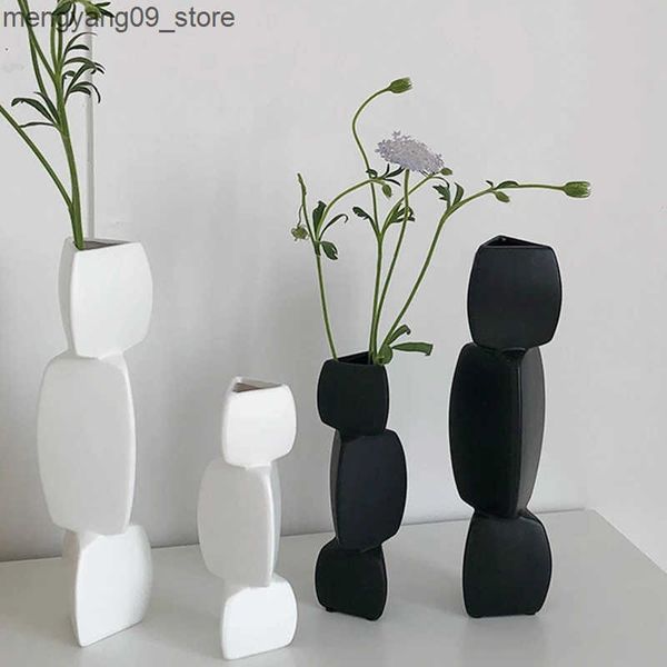 Vases Creative Ceramic Vase Abstract Art Vases Minimalist Flower Pot INS Decor Flower Arrangement Desktop Home Nordic Decoration J241210