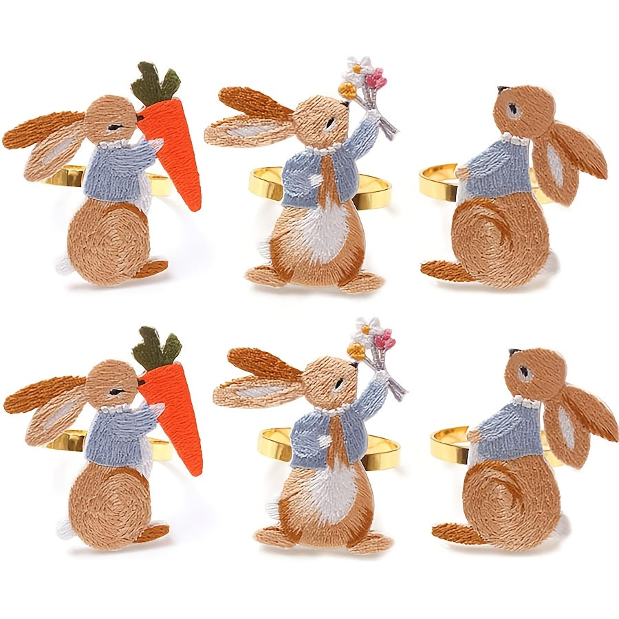 TEMU Easter Napkin Rings Set Of 6, Bunny Napkin Ring Holders For Wedding Party Birthday Christmas Easter Banquet Table Decoration