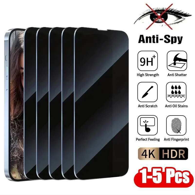 1-5Pcs Anti Spy Tempered Glass For 16 14 13 11 15Pro Max Mini 7 8 Plus Privacy Screen Protector for iPhone 15 X XR XS MAX