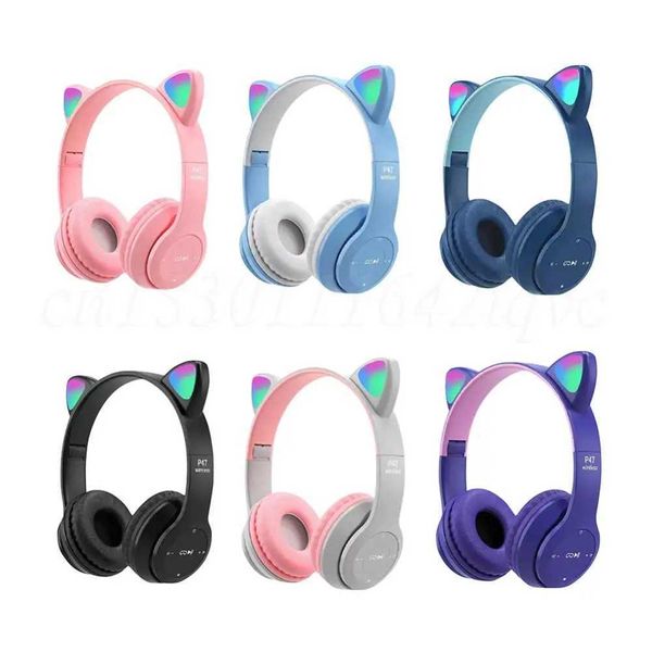 Wireless phones Cat Ear Gaming set Glow Light etooth-Cpatible s Cute Over-Ear sets for Kids and AdtT250120
