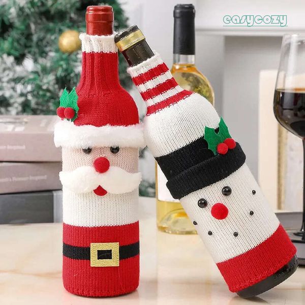 Christmas Decorations for Home Santa Claus Wine Bottle Cover Snowman Stocking Gift Holders Xmas Decor New Year 3f2
