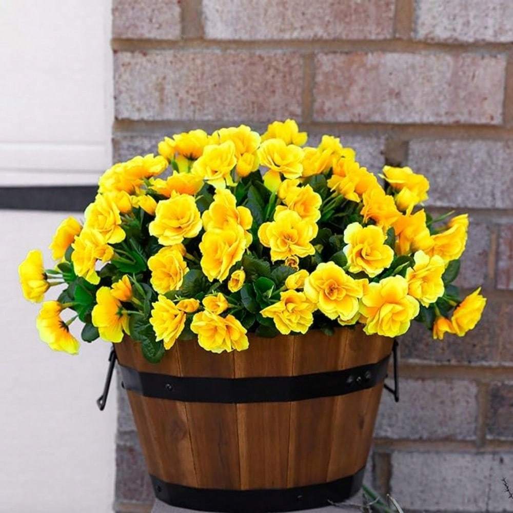 TEMU 6pcs 35cm-13.77in Artificial Spring Flowers Plants For Outdoor Outside, Camellia Uv Resistant Realistic For Planter Front Door Porch Patio