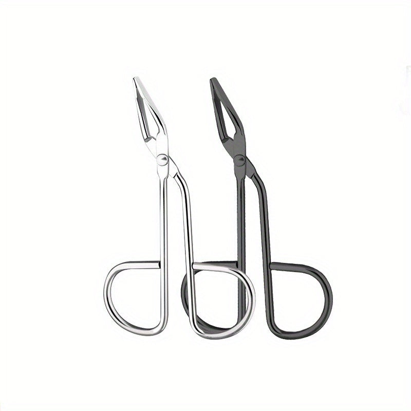 TEMU 2pcs Stainless Steel Curved Eyebrow Tweezers, Scissor-handle Facial Hair Removal Tool For Men And Women