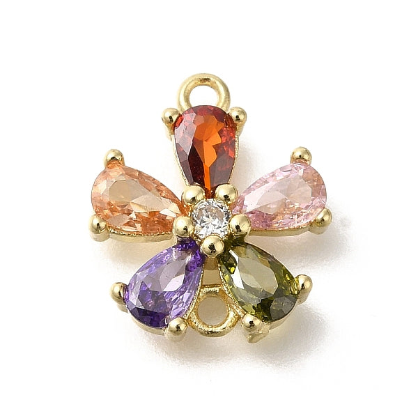 Messing Pavé Glas Blumenverbinder Charms