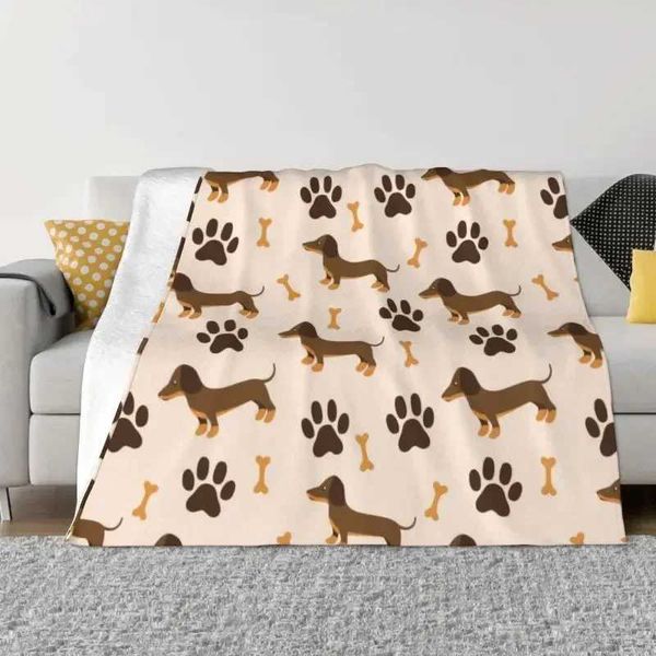 Dachshund Sausage Dog Blanket 3D Print Flannel Fleece Warm Animal Puppy Lovers Throw Blankets for Home Bedding Sofa BedspreadsXJ241111