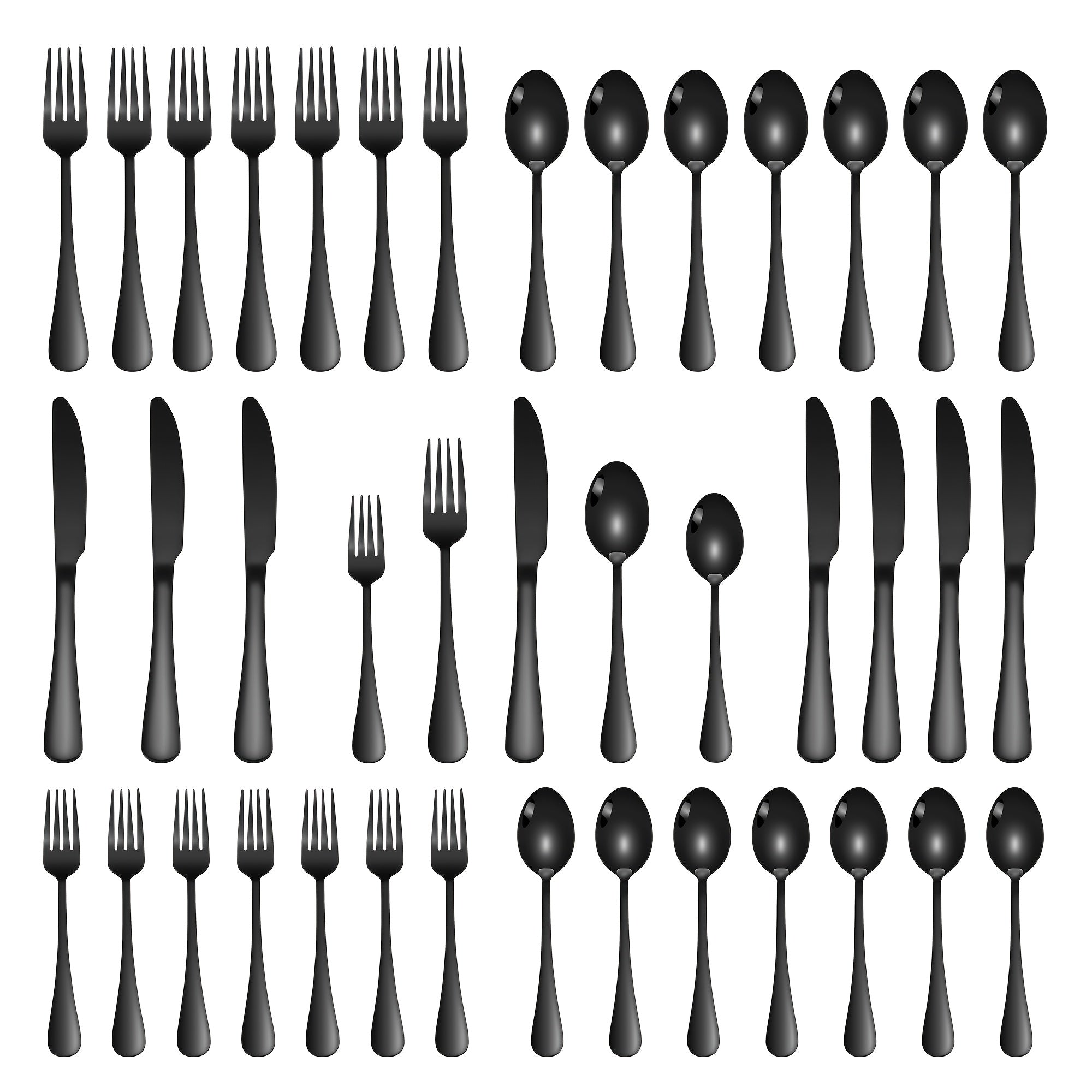 TEMU 20-40-60pcs For 4-8-12 People, Stainless Steel Flatware Set, Mirror Polishing, Silvery Black Golden Cutlery Dinnerware Set, Silverware Including