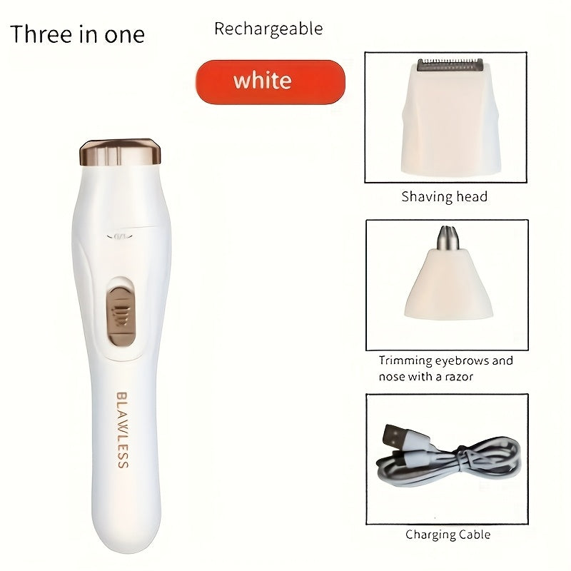TEMU 3-in-1 Electric Hair Removal Set, Usb Rechargeable Facial Hair Trimmer, Nose Hair Trimmer, Underarm, Leg Hair, Nose Hair Remover, Shaving