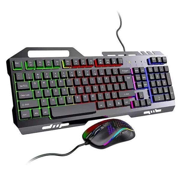 Metal Plate RGB Backlit Gaming Keyboard and Mouse Combo - Wired Mechanical Keyboard and Mouse Set X250203