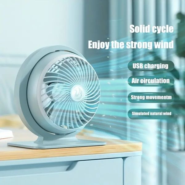 USB Desktop Desk Lamp Small Fan Student Dormitory Mute Big Wind Small Mini Fan Office Home Portable Plug-In Air Circulating Fan Convenient M